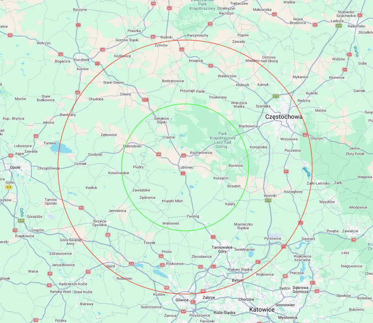 Mapa zasięgu serwisu Hajduk